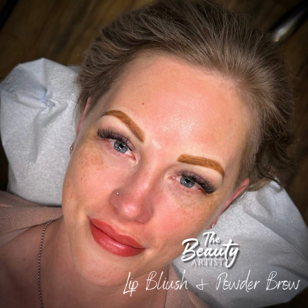 Example of lip blush and powder brow