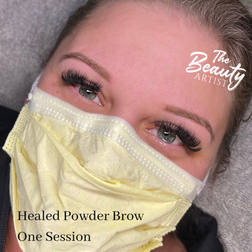 Healed powder brow, one session