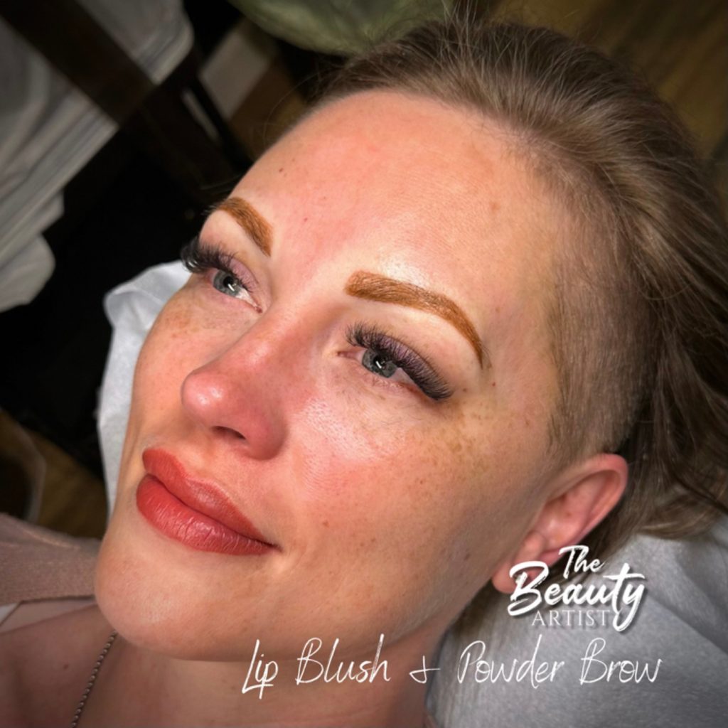 Example of lip blush and powder brow