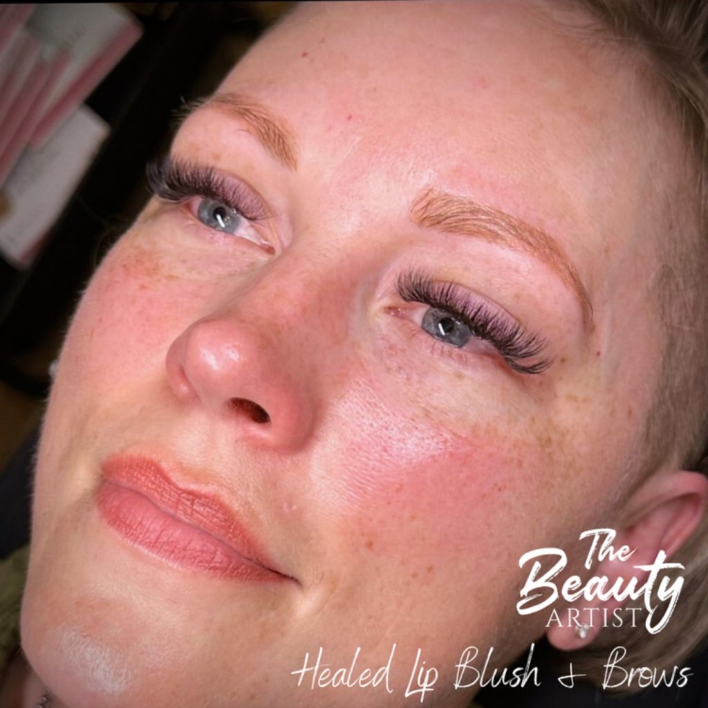 Example of healed lip blush and brows