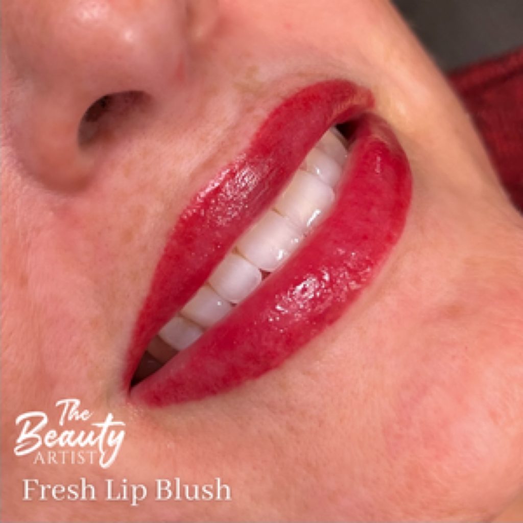 Photo of a fresh lip blush on a woman